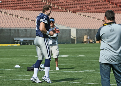 Stephen McGee (Cowboys) being taped doing his touchdown celebration