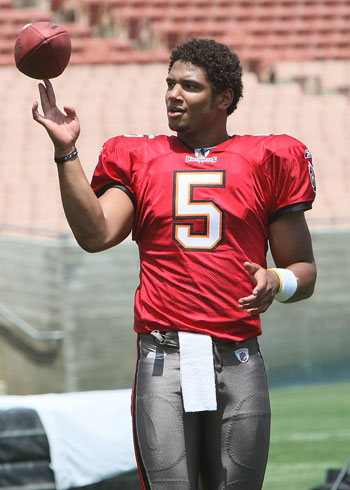 Josh Freeman (Buccaneers) doing his touchdown celebration.