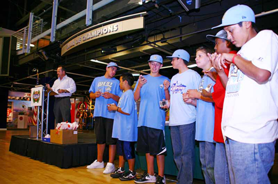 RECEIVING LINE: The Park View All-Stars line up to receive their prized keepsakes.