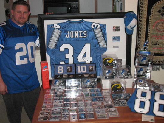 Josh showing off some of the best items from his Detroit Lions collection.