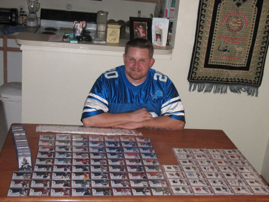 Josh showing off his complete 2008 NFL SP Authentic set.