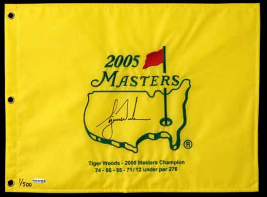 Tiger's Signed 2005 Masters Pin Flag.