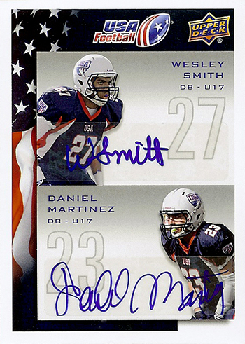 2014-Upper-Deck-USA-Football-Dual-Autograph-Beau-Wesley-Smith-Daniel-Martinez