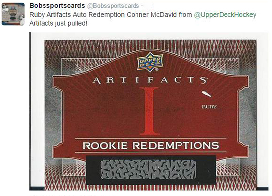 2015-16 upper deck artifacts rookie redemption connor mcdavid