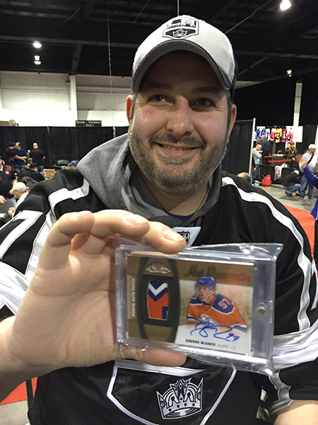2015-16-NHL-Upper-Deck-Fleer-Showcase-Connor-McDavid-Rookie-Autograph-Patch-Card-Expo-Collector-Happy