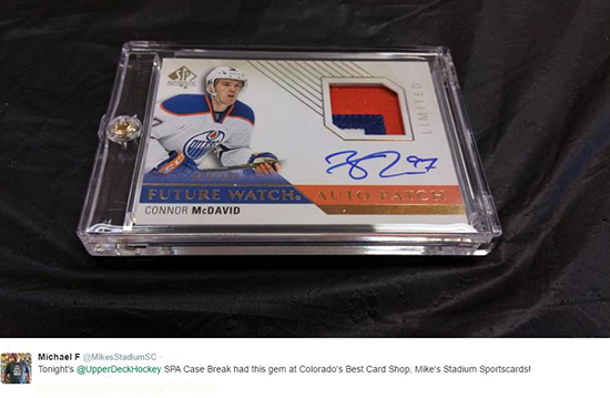 2015-16-NHL-SP-Authentic-connor-mcdavid-autograph-rookie-patch-Mikes-Stadium-Sportscards-Colorado-Card-Shop