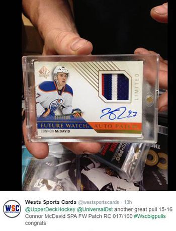 2015-16-NHL-SP-Authentic-connor-mcdavid-autograph-rookie-patch-Wests-Sports-Cards-Edmonton