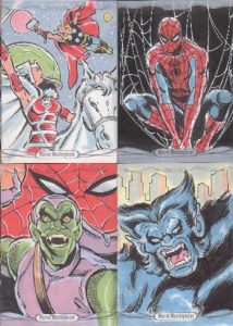 2016-marvel-masterpieces-sketch-card-mitch-ballard-thor-sif-spider-man-green-goblin-beast
