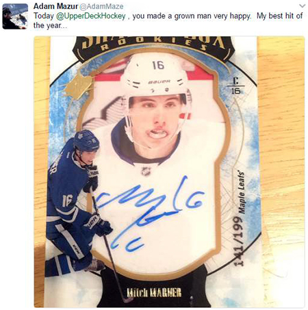 2016-17-NHL-SPx-Mitch-Marner-Autograph-Shadobox-Grown-Man-Happy