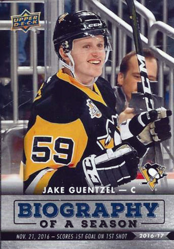 2016-17-Upper-Deck-Young-Guns-NHL-Biography-of-a-season-Rookie-Jake-Guentzel