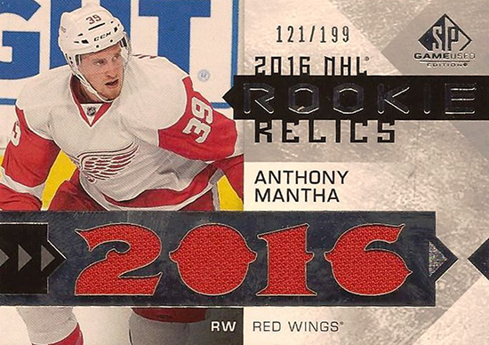 2016-17-NHL-Upper-Deck-Rookie-Card-Anthony-Mantha-Detroit-Red-Wings-SP-Game-Used