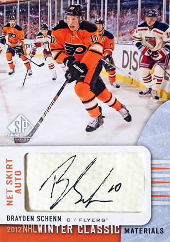 2013-14-NHL-SP-Game-Used-Winter-Classic-Net-Skirt-Autograph-Brayden-Schenn