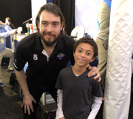 2018-upper-deck-nhl-all-star-media-day-kid-correspondent-interview-reporter-drew-doughty-jaxson-shandler