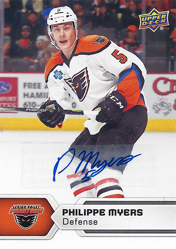 2017-18-Upper-Deck-AHL-Hockey-Trading-Cards-XRC-Autograph-Philippe-Myers-Lehigh-Valley-Phantoms