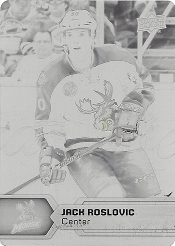 2017-18-Upper-Deck-AHL-Hockey-Trading-Cards-XRC-Printing-Plate-Jack-Roslovic-Manitoba-Moose