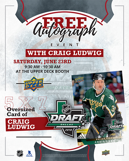 2018-upper-deck-dallas-stars-craig-ludwig-autograph-signing-draft-saturday