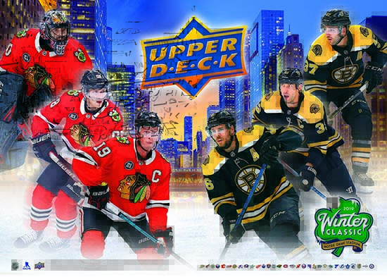 2019 Upper Deck Boston Bruins Chicago Blackhawks Notre Dame Winter Classic Poster