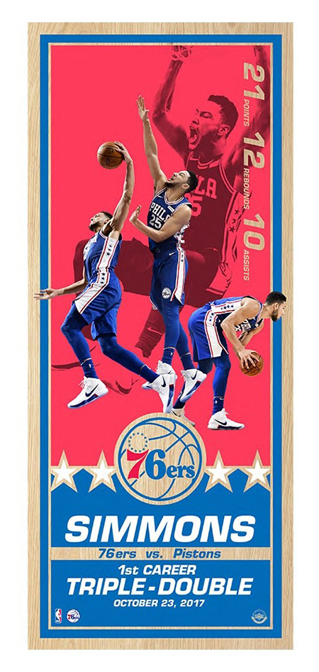 upper-deck-authenticated-edmonton-oilers-collectible-ben-simmons-philadelphia-76ers-triple-double-maple-wood-print-unsigned-81516