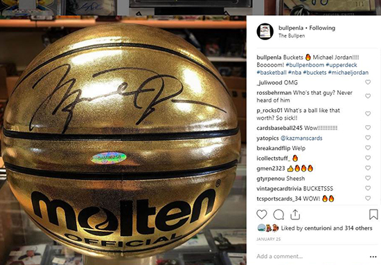 2019-upper-deck-authenticated-buckets-basketball-michael-jordan-mj-23-gold-autograph-ball-uda