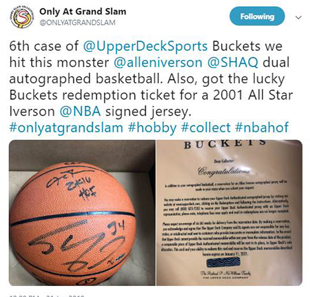 2019-upper-deck-authenticated-buckets-basketball-shaq-iverson-autographed-ball