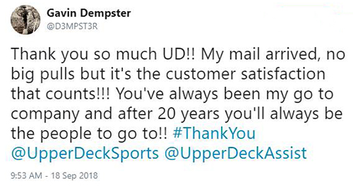 upper deck customer care service engagement fan collector support