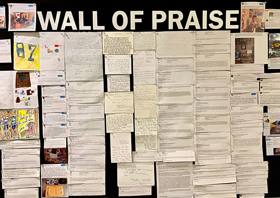 upper deck wall of praise customer service care experience week thank you notes cards