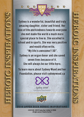 upper deck heroic inspirations card sydney wood