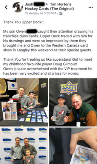 upper deck card artist kid owen hockey nhl fan engagement fun