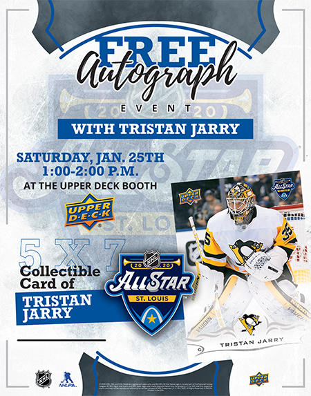 upper deck autograph signing nhl all-star tristan jarry