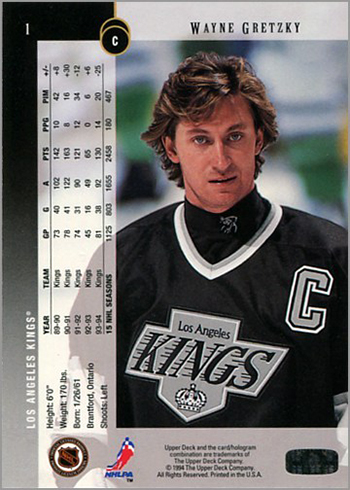 upper deck wayne gretzky promo card back