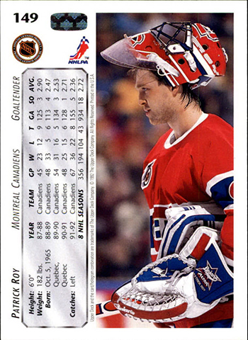 patrick roy upper deck card