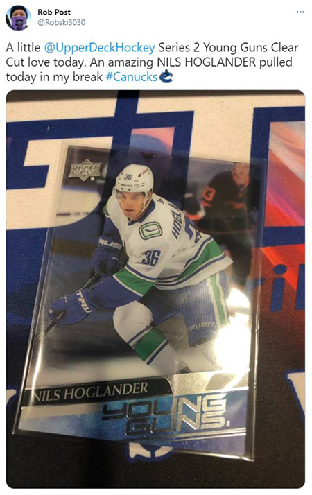 upper deck young guns rookie card nils hoglander