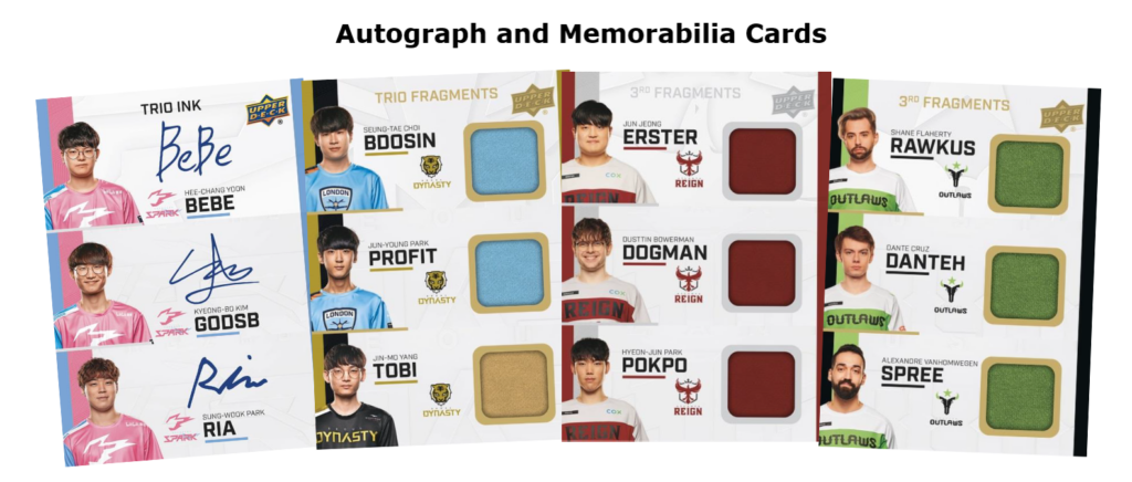 2020 Overwatch League Series 2 Autograph and Memorabilia cards