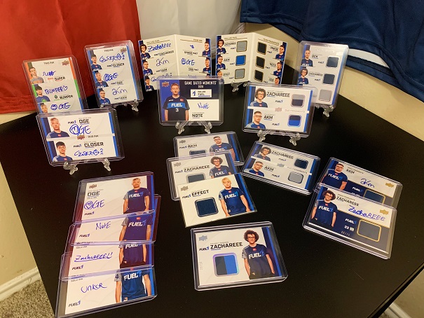 collector chelsea h's collection of dallas fuel autograph and jersey fragment cards